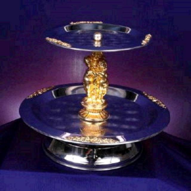 Rental store for 2 Tiered Tray W Gold Accents in Dallas TX