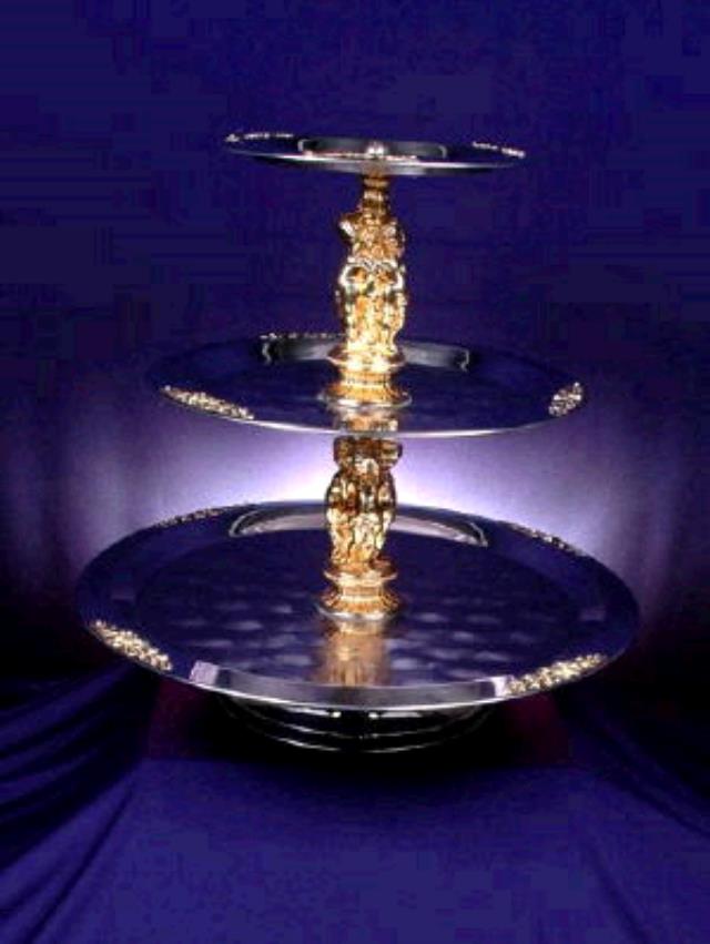Rental store for 3 Tiered Tray W Gold Accents in Dallas TX